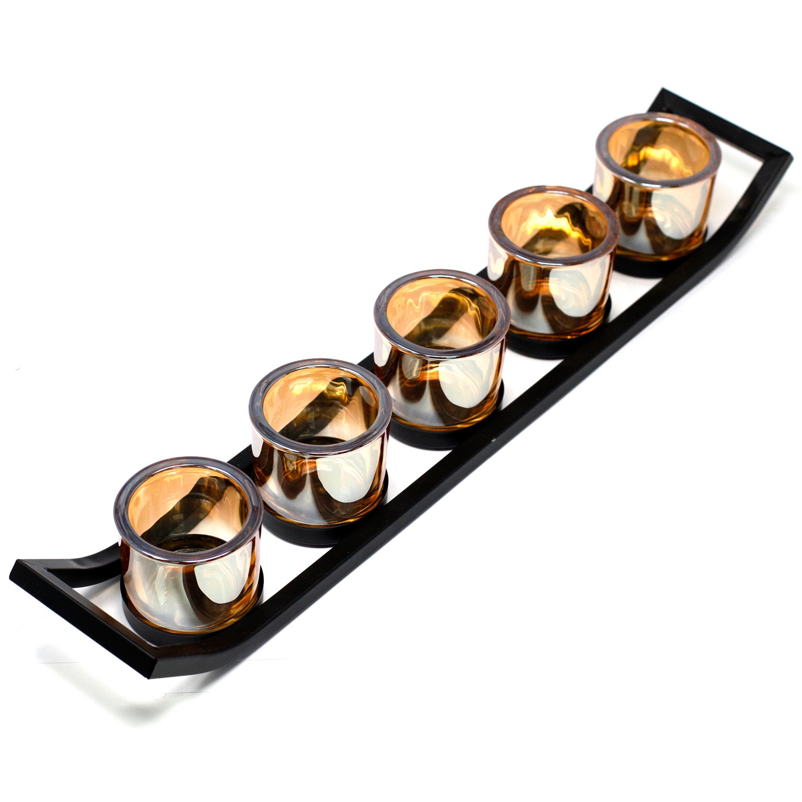 Centrepiece Iron Votive Candle Holder - 5 Cup Ledge - Click Image to Close